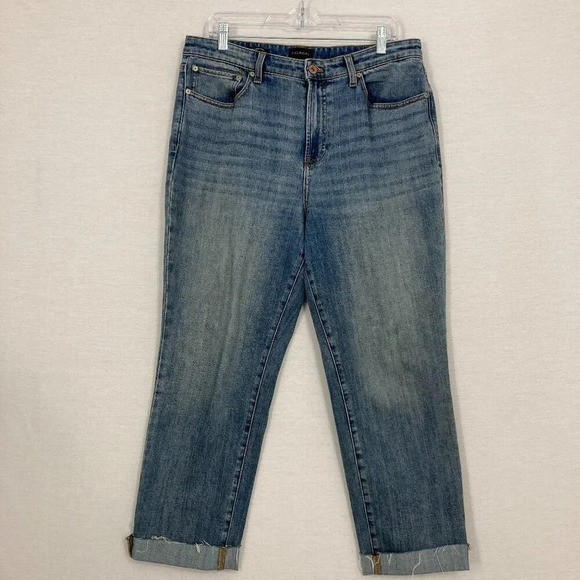 Talbots Medium Wash Frayed Rolled Hem Modern Ankle Jeans size 12 - Picture 1 of 9